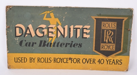 Dagenite Car Batteries Used by Rolls-Royce Sign