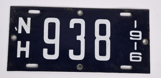 1916 New Hampshire Motorcycle Porcelain Plate