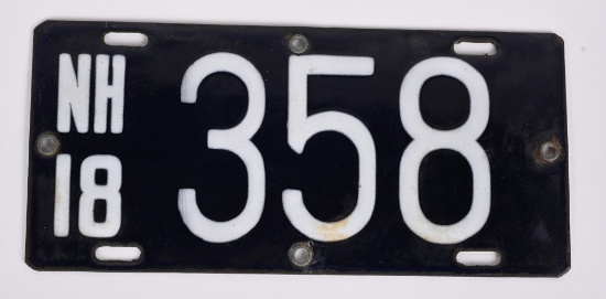 1918 New Hampshire Motorcycle Porcelain Plate