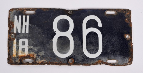 1918 New Hampshire Motorcycle Porcelain Plate