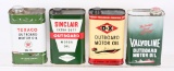 4-One Quart Flat Metal Outboard Motor Oil Cans