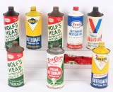 8-Round Metal Outboard Motor Oil Cans