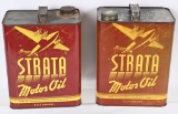 2-Strata Motor Oil Two Gallon Rectangle Metal Cans