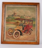 EARLY AUTOMOBILE LITHOGRAPH w/ FRAME