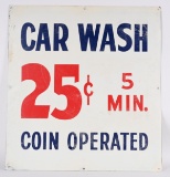 CAR WASH 25c DOUBLE SIDED TIN SIGN