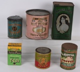 Box Lot of Country Store Cans & Box