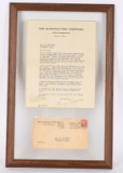 Signed Letter from Barney Oldfield Framed