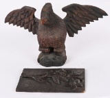 Carved Bird Statue and Other