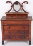 SALESMAN SAMPLE EMPIRE CHEST OF DRAWERS WITH MIRRO