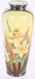Porcelain Hand Painted Vase w/Silver Overlay