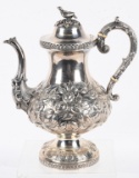 Large Silver Embossed Coffee Pot
