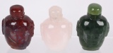 3- VINTAGE CHINESE CARVED STONE SNUFF BOTTLES