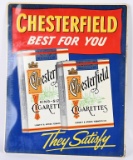 CHESTERFIELD CIGARETTES EMBOSSED TIN SIGN