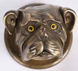 CLOCKWORK BRASS BULLDOG BELL w/ GLASS EYES