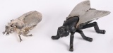 2- CAST IRON FIGURAL INSECT MATCH SAFES