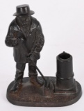 ZIMMERMAN MAN WITH BROOM CAST IRON MATCH HOLDER