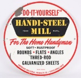 HANDI-STEEL MILL ROUND TIN SIGN