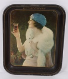1925 COCA-COLA TRAY WOMAN WITH FOX STOLE