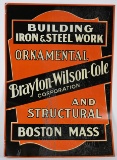 BRAYTON-WILSON-COLE STEEL WORKS TIN SIGN