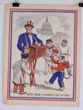 1943 WWII ANTI-AXIS UNCLE SAM & HITLER POSTER