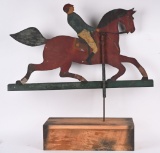 FOLK ART RACE HORSE & RIDER HAND MADE WEATHER VANE