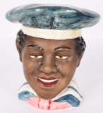 MAJOLICA FIGURAL TOBACCO JAR