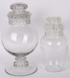 2-GLASS CANDY JAR ON PEDESTALS