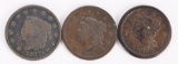 3- U.S.LARGE CENTS 1827, 1838, 1848