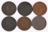 6- LARGE CENTS 1816, 1822, 1827, 1840, 1847, 1855