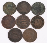8-HARD TIMES TOKENS, COLONIAL & MORE