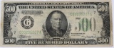 U.S. $500.00 NOTE, McKINLEY, WASHINGTON D.C. 1934