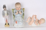 3-BISQUE FIGURES UNCLE SAM & 2 BABIES