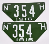 1916 New Hampshire Porcelain License Plates