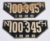 1926 New Hampshire Metal Embossed License Plates