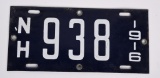 1916 New Hampshire Motorcycle Porcelain Plate