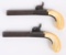 PAIR IVORY HANDLE DAMASCUS PERCUSSION BOOT PISTOLS