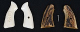 PAIR VINTAGE SMITH & WESSON IVORY / STAG GRIPS