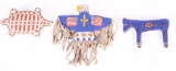 LOT (3) LEATHER BEADED INDIAN STUFFED TOYS