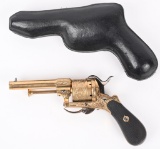 GOLD ENGRAVED PIPE CASED PINFIRE REVOLVER