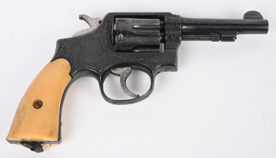 ENGRAVED S& W PRE WAR HAND EJECTOR 38 REVOLVER