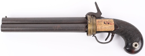 ASIAN 3 BARREL REVOLVING PERCUSSION HAND CANNON