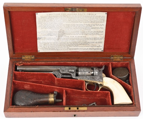 CASED ENGRAVED COLT 31 CAL MODEL 1849 POCKET MODEL