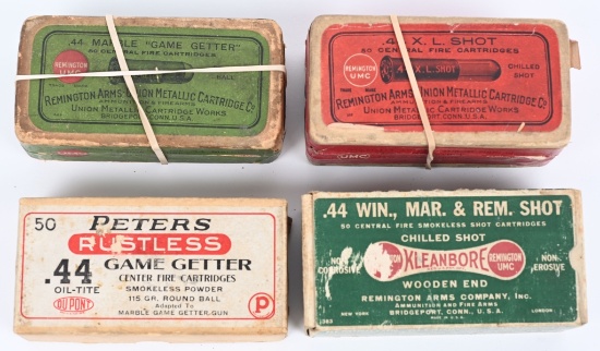 (4) BOXES OF MARBLES GAME GETTER .44 AMMO