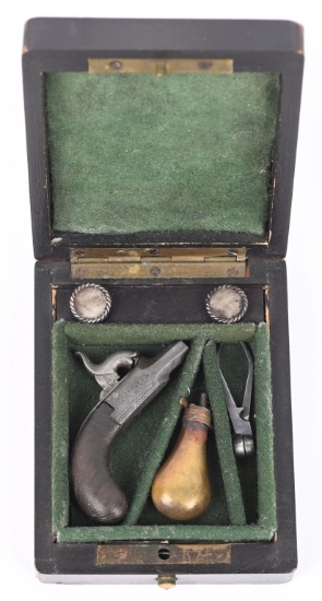 PUBLISHED ANTIQUE CASED MINIATURE MUFF PISTOL
