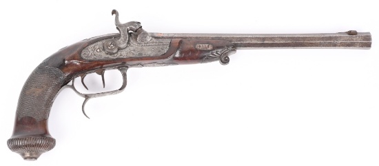 CONTRINER MARKED BELGIAN PERCUSSION TARGET PISTOL
