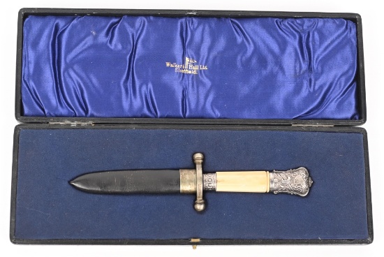 WALKER & HALL CASED BONE HANDLED DIRK