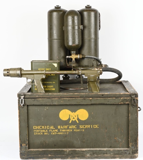 WW2 & KOREAN WAR M21-A1 FLAME THROWER WITH CRATE