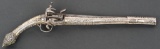 SILVER MOUNTED ALBAINIAN RAT TAIL MIQUELET PISTOL