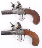 PAIR OF ENGLISH FLINTLOCK MUFF PISTOLS BY BEAL