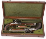 CASED PAIR OF HENRY NOCK FLINT OFFICERS PISTOLS